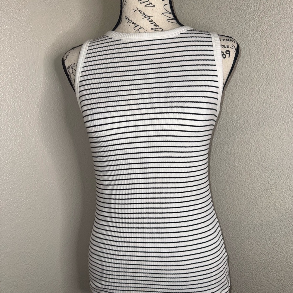 Nine West Black and White Striped Tank Top